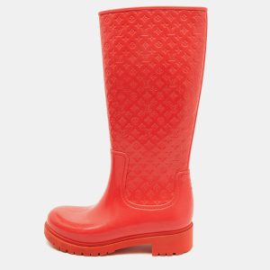 Louis Vuitton Coral Orange Monogram Rubber Splash Rain Boots Size 38, Boots - Luxury Closet catalog