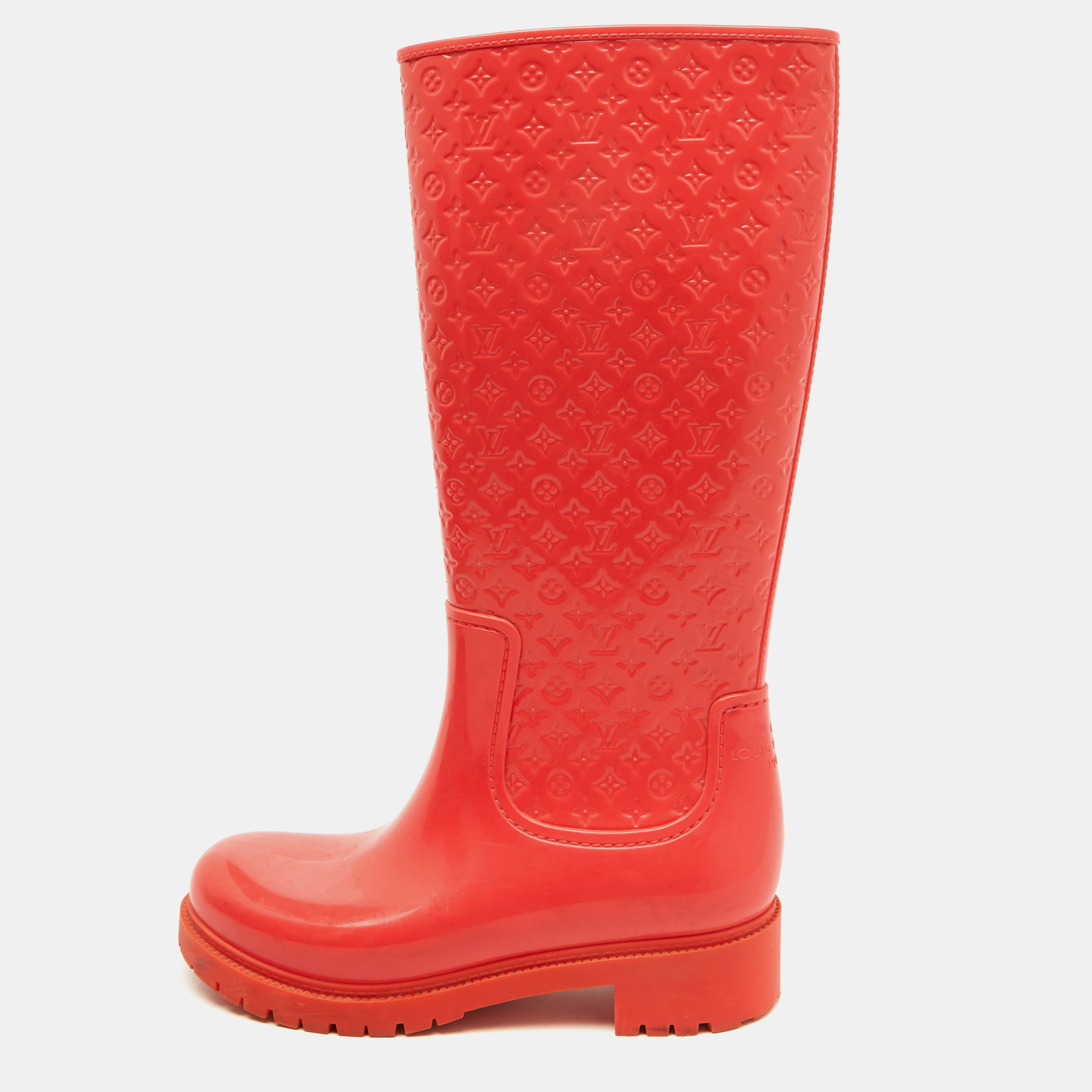 Louis Vuitton Coral Orange Monogram Rubber Splash Rain Boots Size 38, Boots - Luxury Closet catalog