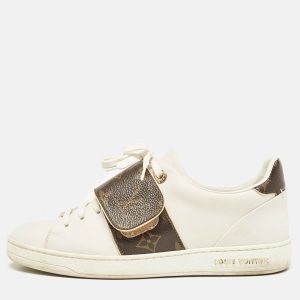 Louis Vuitton White Leather and Monogram Canvas Frontrow Sneakers Size 37, Athletic Shoes & Sneakers - Luxury Closet catalog