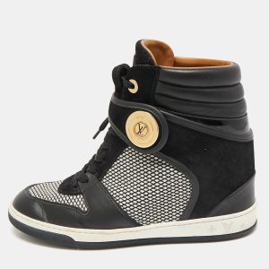 Louis Vuitton Black Leather and Fabric Postmark Wedge Sneakers Size 37.5, Athletic Shoes & Sneakers - Luxury Closet catalog