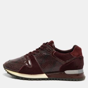 Louis Vuitton Burgundy Calf Hair and Python Leather Run Away Lace Up Sneakers Size 36.5, Athletic Shoes & Sneakers - Luxury Closet catalog