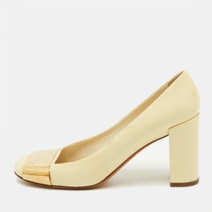 Louis Vuitton Cream Patent Leather Block Heel Pumps Size 38, Pumps - Luxury Closet catalog