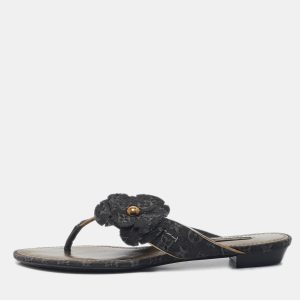 Louis Vuitton Black Denim Trim Monogram Thong Sandals Size 37, Sandals - Luxury Closet catalog