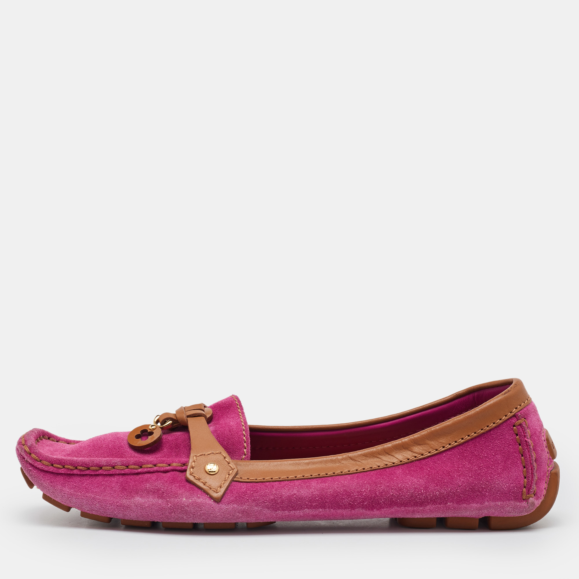 Louis Vuitton Pink/Tan Suede and Leather Charm Slip On Loafers Size 41, Loafers & Slip-Ons - Luxury Closet catalog