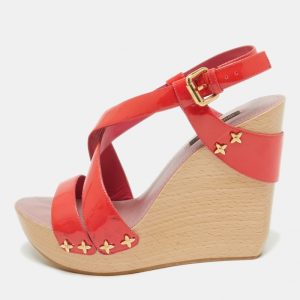 Louis Vuitton Red Patent Leather Star Embellished Wedge Sandals Size 37, Sandals - Luxury Closet catalog