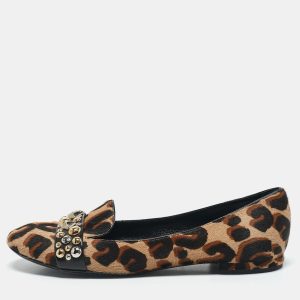 Louis Vuitton Black/Brown Calf Hair Embellished Smoking Slippers Size 38.5, Flats - Luxury Closet catalog