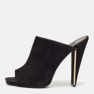 Louis Vuitton Black Suede Block Heel Mules Size 39.5, Sandals - Luxury Closet catalog