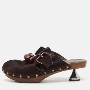 Louis Vuitton Brown Calf Hair Buckle Clogs Size 38, Sandals - Luxury Closet catalog