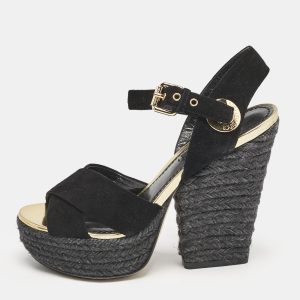 Louis Vuitton Black Suede Espadrille Platform Sandals Size 35, Sandals - Luxury Closet catalog