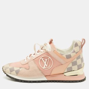 Louis Vuitton Pink Suede, Mesh and Damier Azur Canvas Run Away Sneakers Size 37.5, Athletic Shoes & Sneakers - Luxury Closet catalog