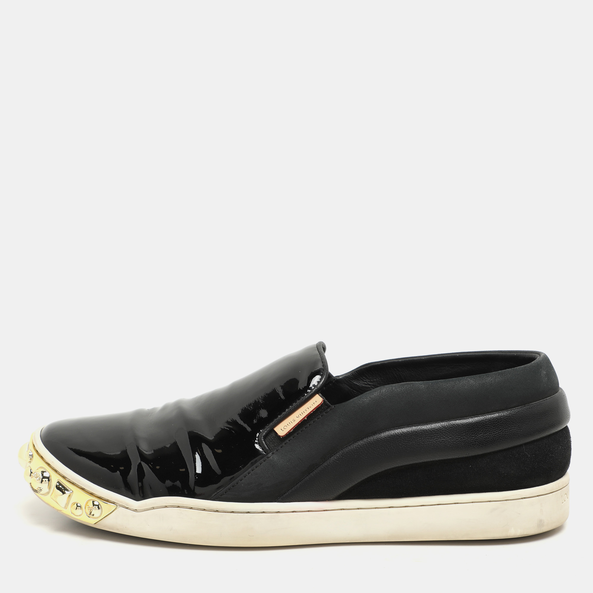 Louis Vuitton Black Suede, Patent and Leather Studded Tempo Slip-On Sneakers Size 36.5, Athletic Shoes & Sneakers - Luxury Closet catalog