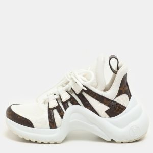 Louis Vuitton White Fabric And Monogram Canvas Archlight Lace Up Sneakers Size 35, Athletic Shoes & Sneakers - Luxury Closet catalog