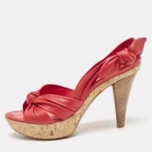 Louis Vuitton Red Leather Platform Slingback Sandals Size 38.5, Sandals - Luxury Closet catalog