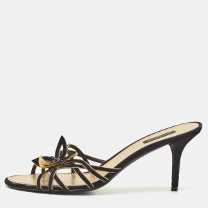 Louis Vuitton Black/Gold Suede Cut Out Slide Sandals Size 41, Sandals - Luxury Closet catalog