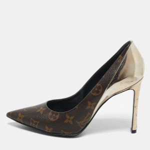 Louis Vuitton Gold Monogram Canvas and Leather Ch&eacute;rie Pumps Size 38.5, Pumps - Luxury Closet catalog