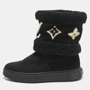 Louis Vuitton Black Shearling and Suede Snowdrop Ankle Length Boots Size 39, Boots - Luxury Closet catalog