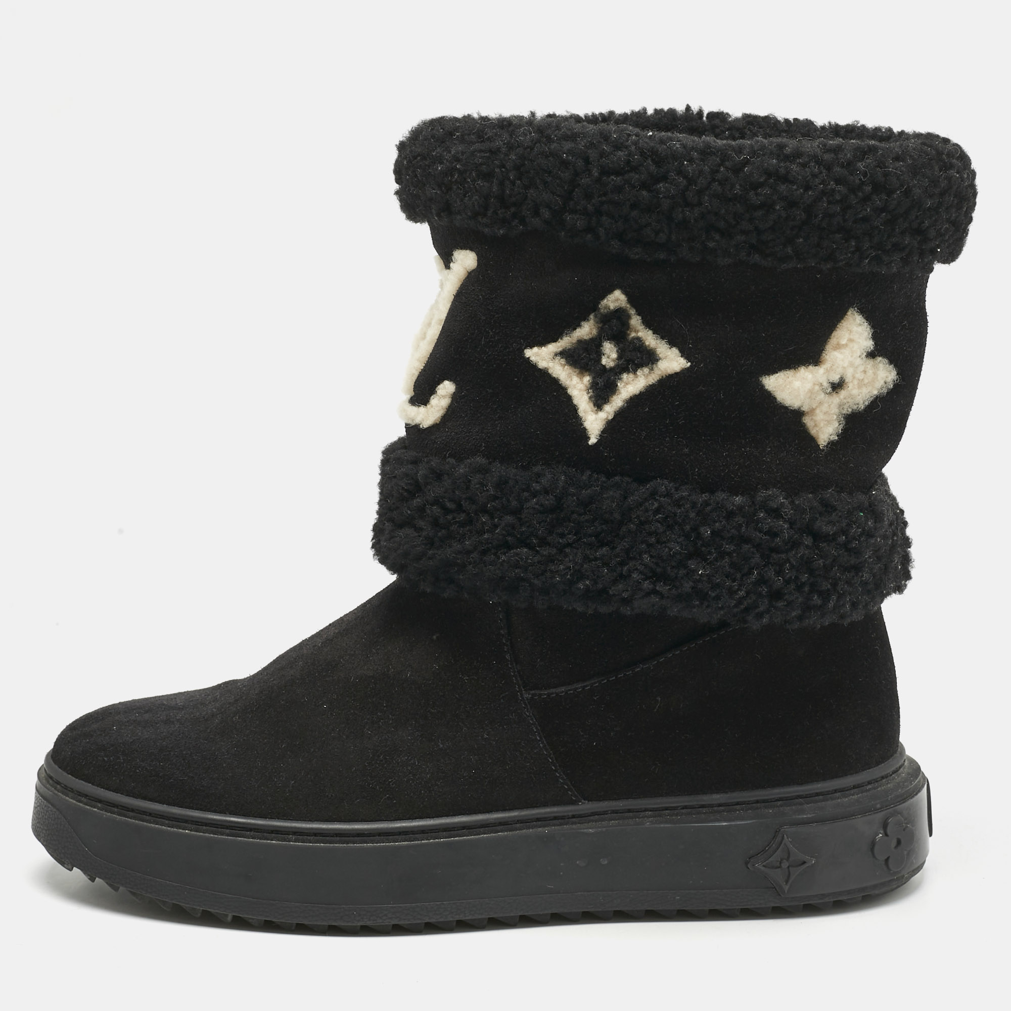 Louis Vuitton Black Shearling and Suede Snowdrop Ankle Length Boots Size 39, Boots - Luxury Closet catalog