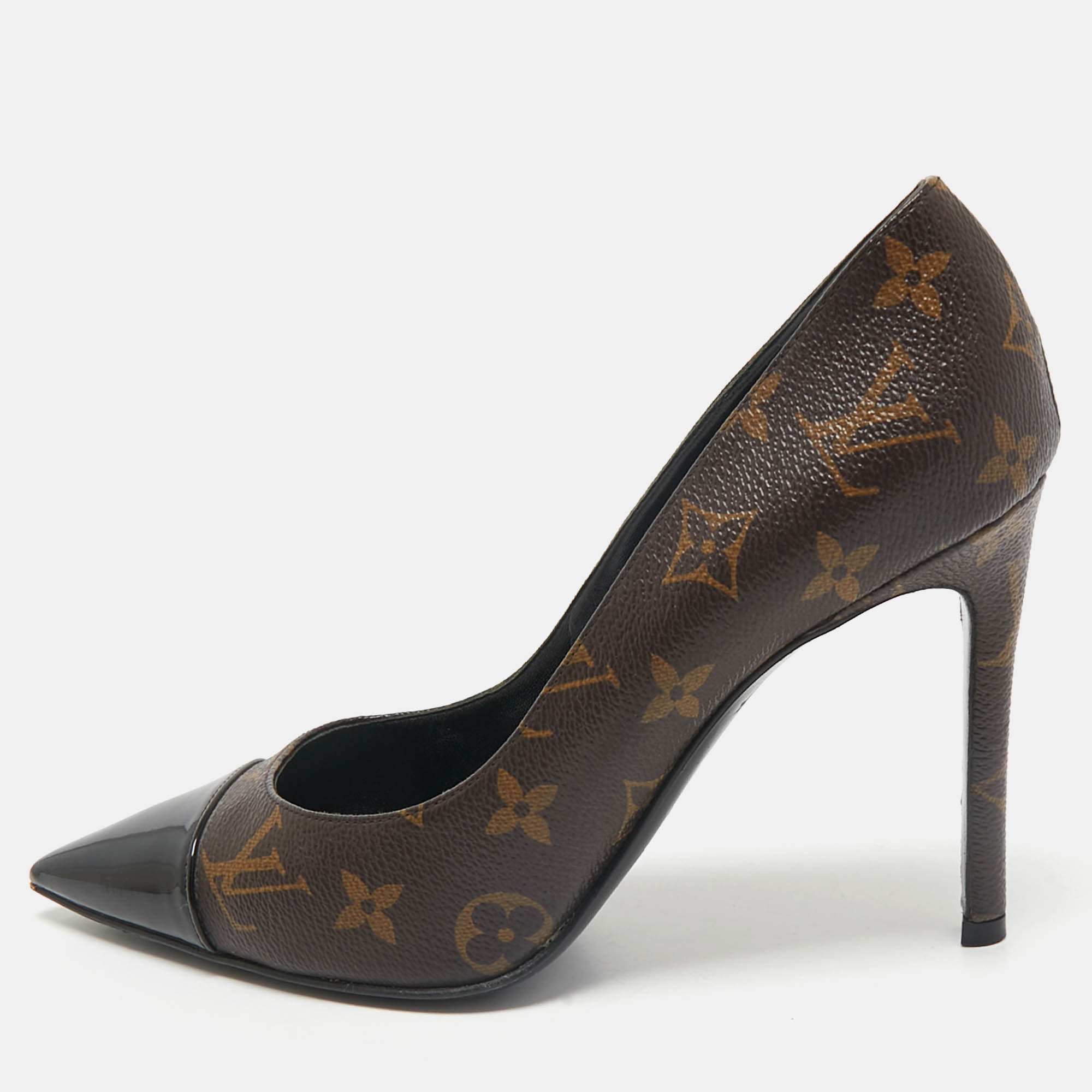 Louis Vuitton Brown Coated Canvas and Patent Leather Cheri Pumps Size 39.5, Pumps - Luxury Closet catalog