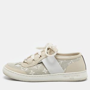 Louis Vuitton Beige Monogram Denim and Leather Lous Sneakers Size 38.5, Athletic Shoes & Sneakers - Luxury Closet catalog