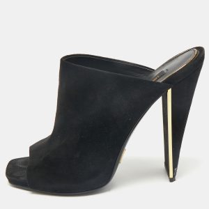 Louis Vuitton Black Suede Block Heel Mules Size 38, Sandals - Luxury Closet catalog
