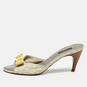 Louis Vuitton Yellow/Cream Monogram Fabric and Patent Leather Bow Slide Sandals Size 39.5, Sandals - Luxury Closet catalog