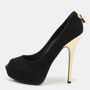 Louis Vuitton Black Suede Oh Really! Peep Toe Platform Pumps Size 40, Pumps - Luxury Closet catalog