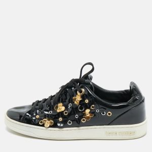 Louis Vuitton Black Patent Leather Blossom Floral Embellished Frontrow Sneakers Size 36, Athletic Shoes & Sneakers - Luxury Closet catalog