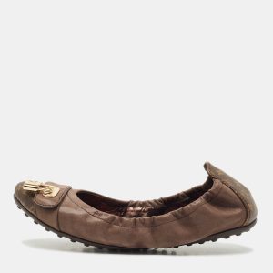 Louis Vuitton Brown Monogram Canvas and Shimmer Leather Lucky Ballet Flats Size 38, Flats - Luxury Closet catalog