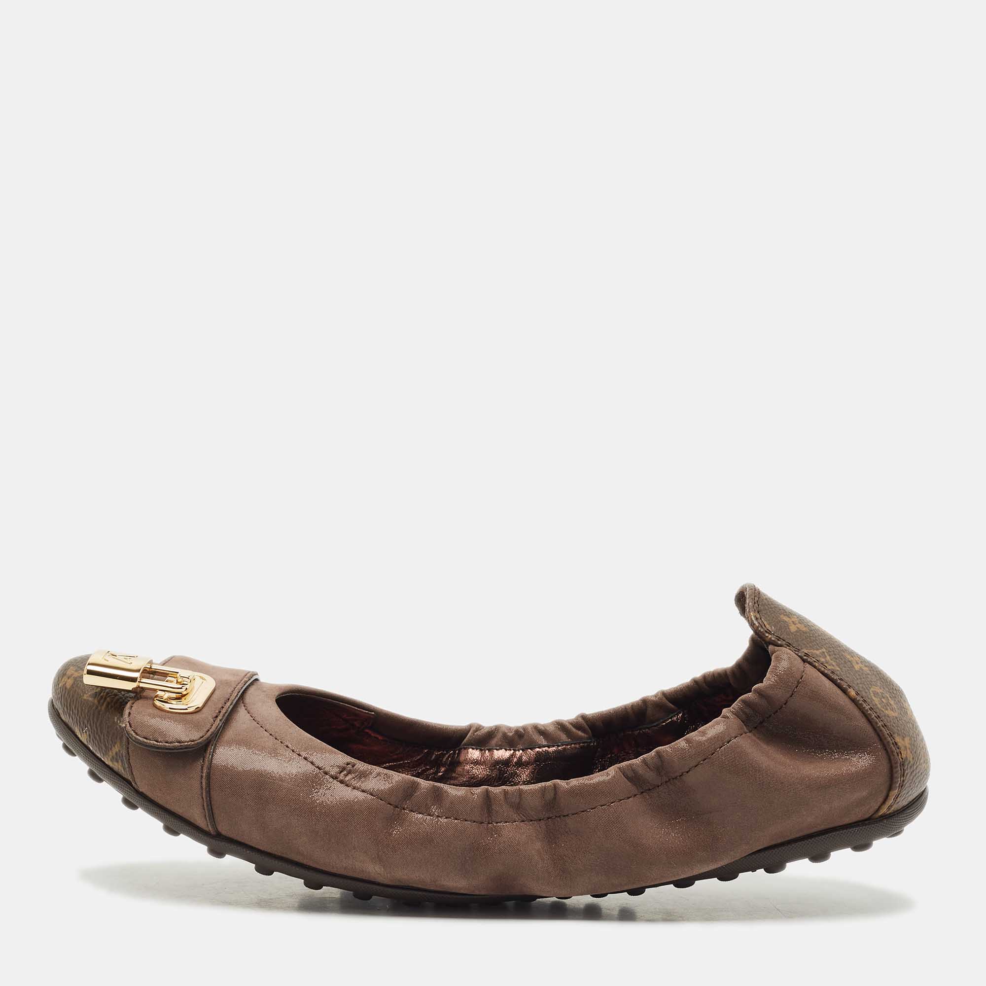 Louis Vuitton Brown Monogram Canvas and Shimmer Leather Lucky Ballet Flats Size 38, Flats - Luxury Closet catalog
