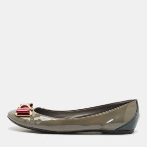 Louis Vuitton Grey Patent Leather Lou Bow Detail Ballet Flats Size 38, Flats - Luxury Closet catalog