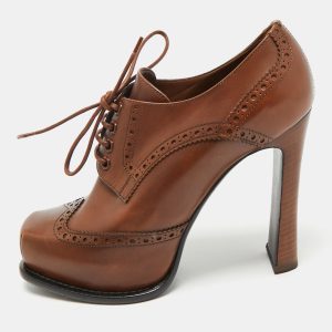 Louis Vuitton Brown Leather Oxford Platform Brogue Leather Booties Size 37.5, Boots - Luxury Closet catalog