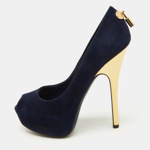 Louis Vuitton Navy Blue Suede Oh Really! Platform Peep Toe Pumps Size 36, Pumps - Luxury Closet catalog