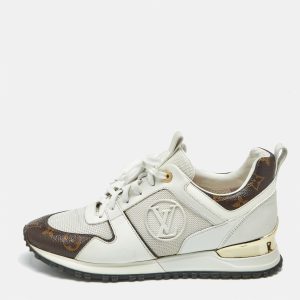 Louis Vuitton White Leather and Monogram Canvas Run Away Sneakers Size 38.5, Athletic Shoes & Sneakers - Luxury Closet catalog