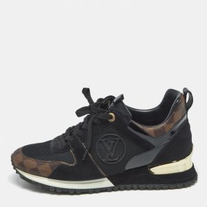 Louis Vuitton Black Mesh and Damier Ebene Canvas Run Away Sneakers Size 38.5, Athletic Shoes & Sneakers - Luxury Closet catalog