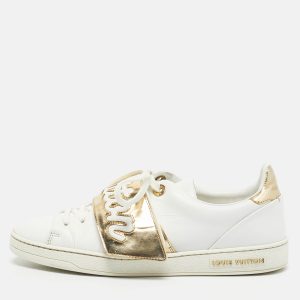 Louis Vuitton White/Gold Leather Frontrow Lace Up Sneakers Size 37.5, Athletic Shoes & Sneakers - Luxury Closet catalog