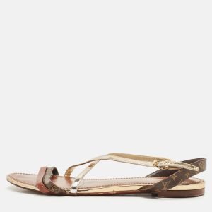 Louis Vuitton Brown Monogram Canvas and Leather Slingback Flat Sandals Size 40, Sandals - Luxury Closet catalog