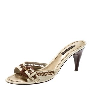Louis Vuitton White Leather Buckle Kitten Heels Sandals Size 37.5, Sandals - Luxury Closet catalog