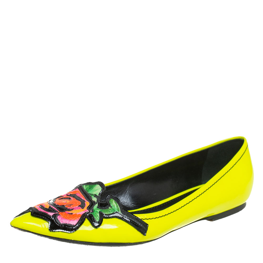 Louis Vuitton Yellow Leather Flower Embellished Pointed Ballet Flats Size 36.5, Flats - Luxury Closet catalog
