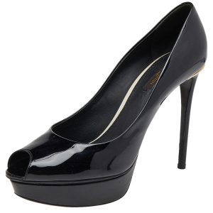 Louis Vuitton Black Patent Leather Eyeline Peep Toe Platform Pumps Size 39, Pumps - Luxury Closet catalog