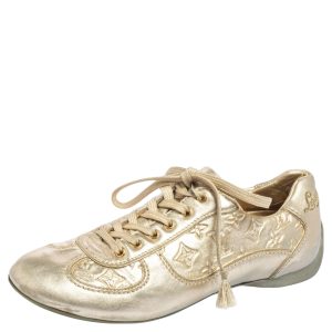 Louis Vuitton Metallic Gold Monogram Embossed Leather Trainers Sneakers Size 36, Athletic Shoes & Sneakers - Luxury Closet catalog