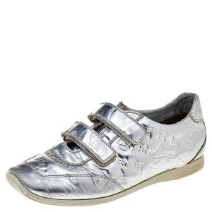 Louis Vuitton Silver Monogram Leather Velcro Strap Low Top Sneakers Size 40, Athletic Shoes & Sneakers - Luxury Closet catalog
