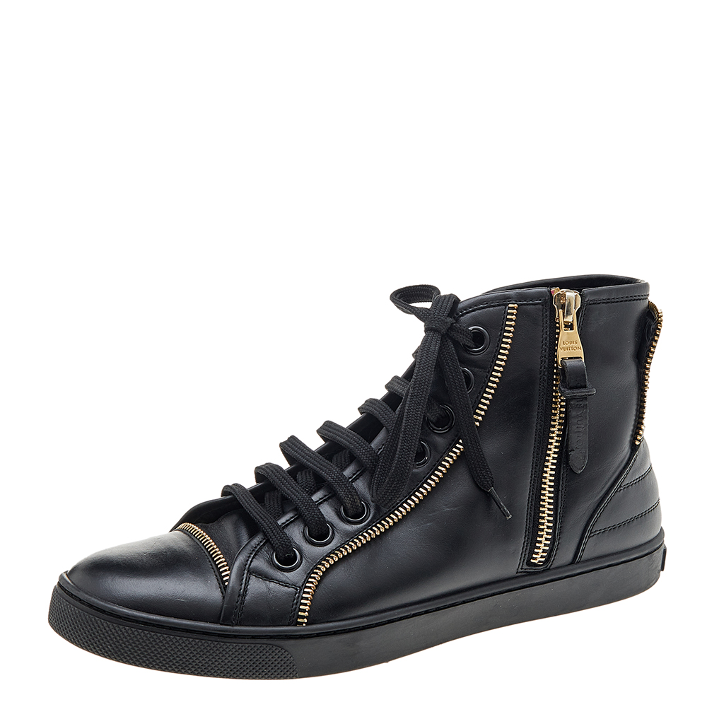 Louis Vuitton Black Leather Zip Detail High Top Sneakers Size 36.5, Athletic Shoes & Sneakers - Luxury Closet catalog