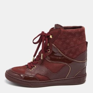 Louis Vuitton Burgundy Leather And Monogram Suede Millenium Sneakers Size 36.5, Athletic Shoes & Sneakers - Luxury Closet catalog