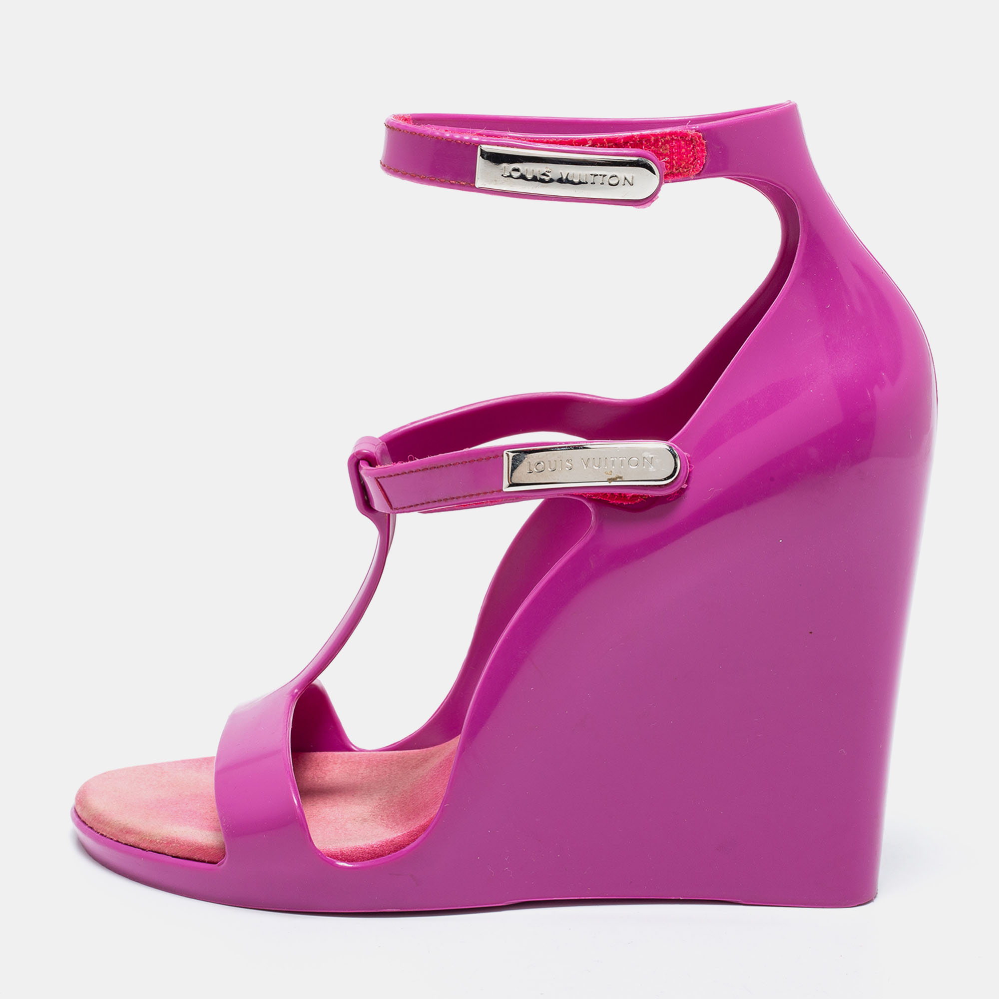 Louis Vuitton Purple Rubber Ankle-Strap Wedge Sandals Size 37, Sandals - Luxury Closet catalog