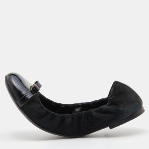 Louis Vuitton Black Suede and Patent Leather Elba Scrunch Ballet Flats Size 36.5, Flats - Luxury Closet catalog