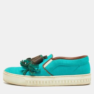 Louis Vuitton Turquoise Fabric and Monogram Canvas Destination Slip On Sneakers Size 37, Athletic Shoes & Sneakers - Luxury Closet catalog