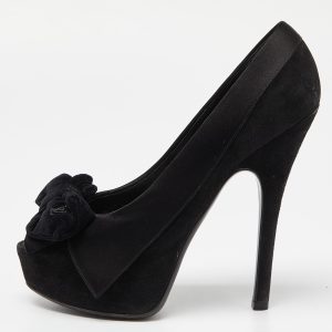 Louis Vuitton Black Suede Peep Toe Pumps Size 37.5, Pumps - Luxury Closet catalog