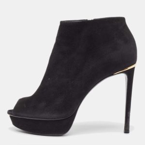 Louis Vuitton Black Suede Peep Toe Ankle Boots Size 37, Boots - Luxury Closet catalog