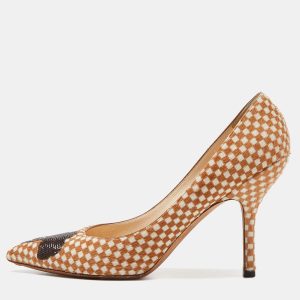 Louis Vuitton Brown/White Daimier Calf Hair Pumps Size 37.5, Pumps - Luxury Closet catalog