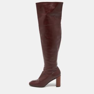Louis Vuitton Burgundy Leather Over The Knee Length Boots Size 39, Boots - Luxury Closet catalog